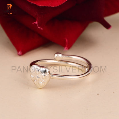 925 Silver Heart Adjustable Cute Rings