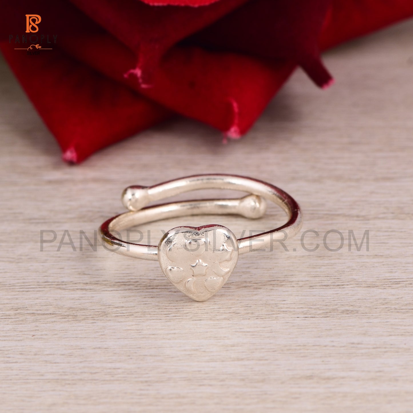 925 Silver Heart Adjustable Cute Rings