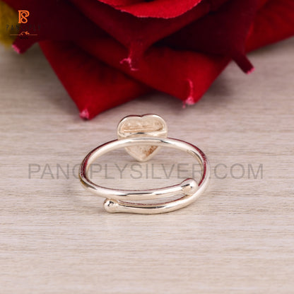 925 Silver Heart Adjustable Cute Rings