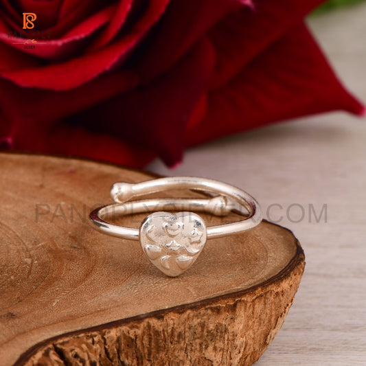 925 Silver Heart Adjustable Cute Rings