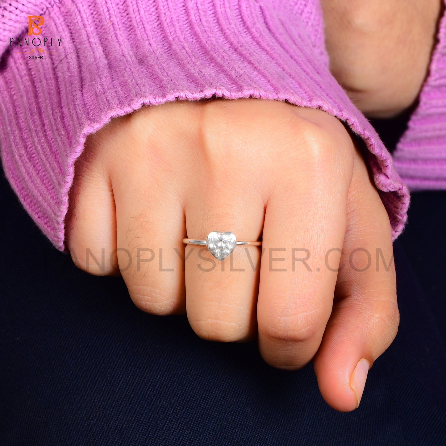 925 Silver Heart Adjustable Cute Rings