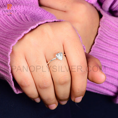 925 Silver Heart Adjustable Cute Rings