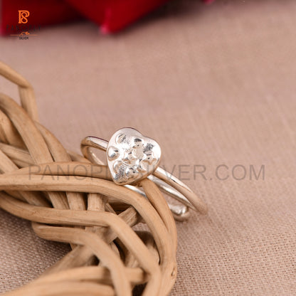 925 Silver Heart Adjustable Cute Rings