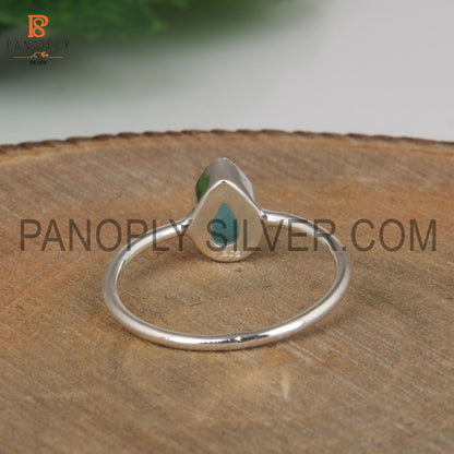 Genuine Larimar 925 Quality Silver Pear Blue Rings
