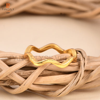 Gold Plated Sterling Silver Wave Rings