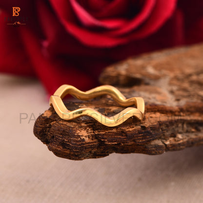 Gold Plated Sterling Silver Wave Rings