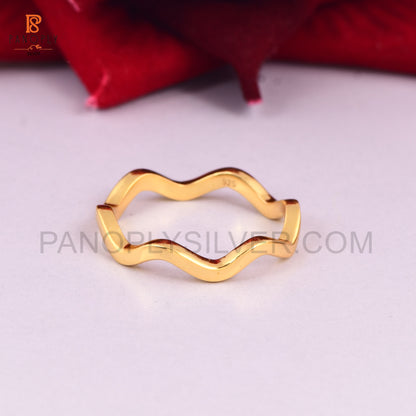 Gold Plated Sterling Silver Wave Rings