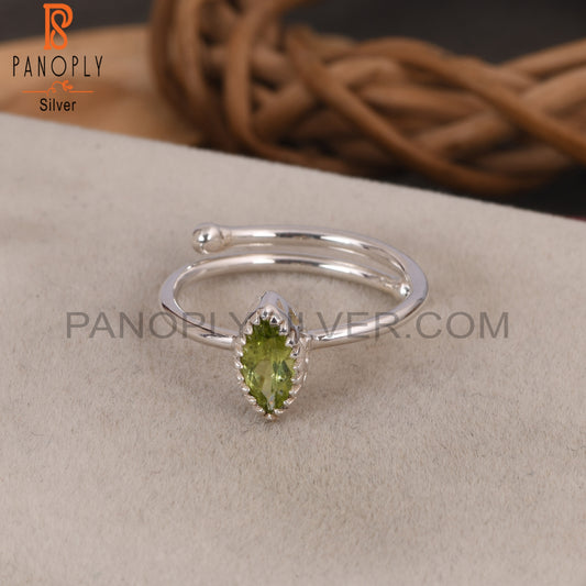 Peridot Marquise Shape 925 Sterling Silver Wedding Ring