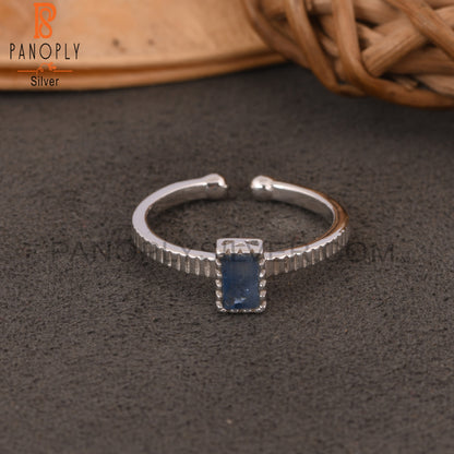 Kyanite Baguette Shape 925 Sterling Silver Adjustable Ring