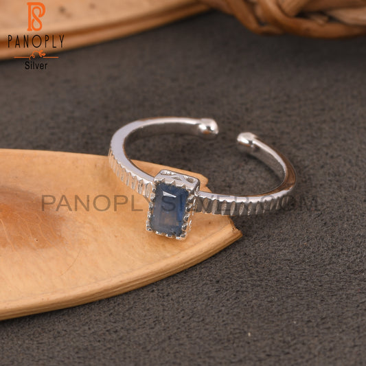 Kyanite Baguette Shape 925 Sterling Silver Adjustable Ring