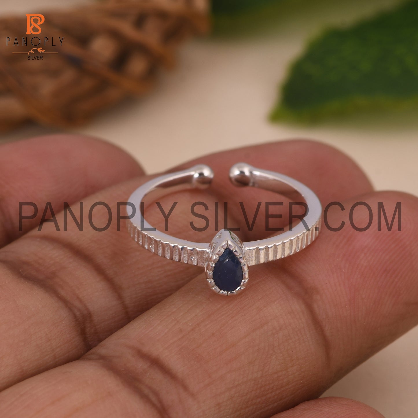 Kyanite Filigree Band 925 Quality Silver Pear Shape Rings