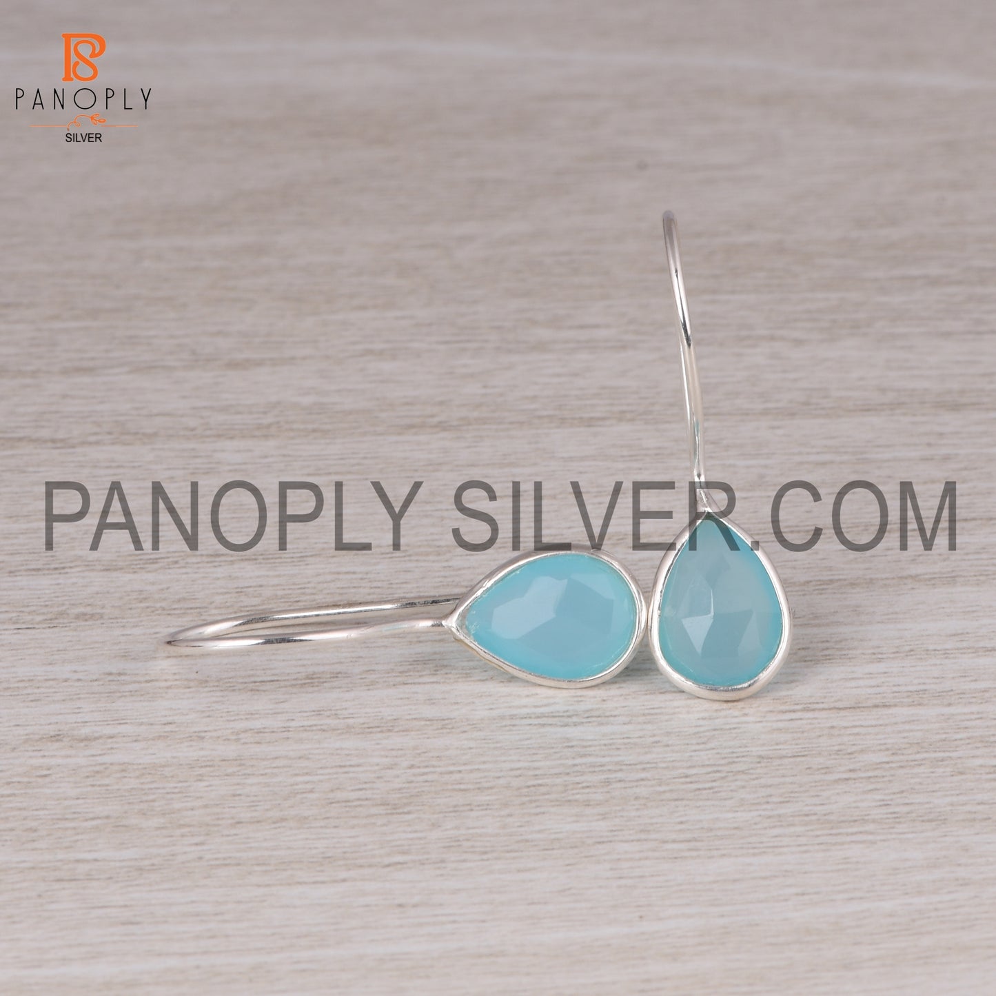 Aqua Chalcedony Briolette Drop Dangle Earrings