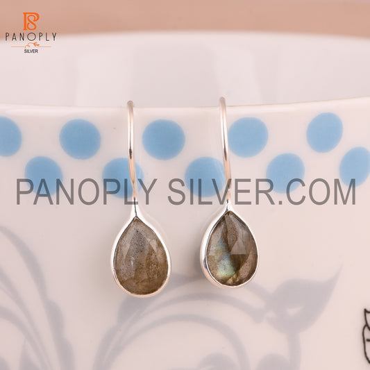 Labradorite Fish Hook Silver 925 Quality Earrings