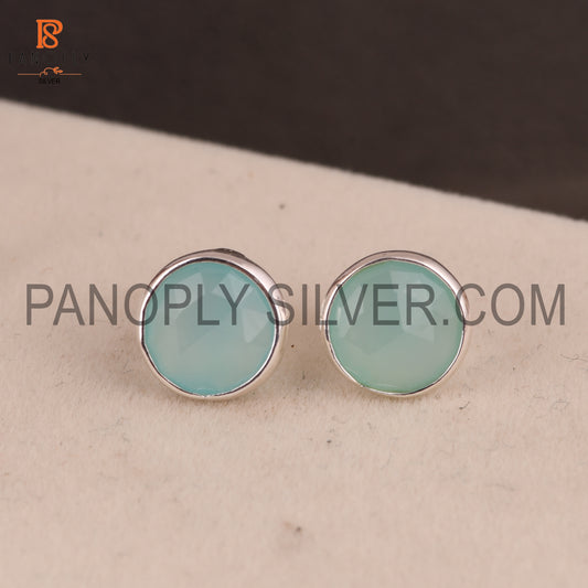 Aqua Chalcedony 925 Silver Comfortable Cute Earrings