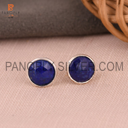 Lapis Lazuli Gem 925 Silver Girls Stud Earrings