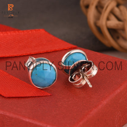 Genuine Turquoise Cultured 925 Stamp Stud Earrings