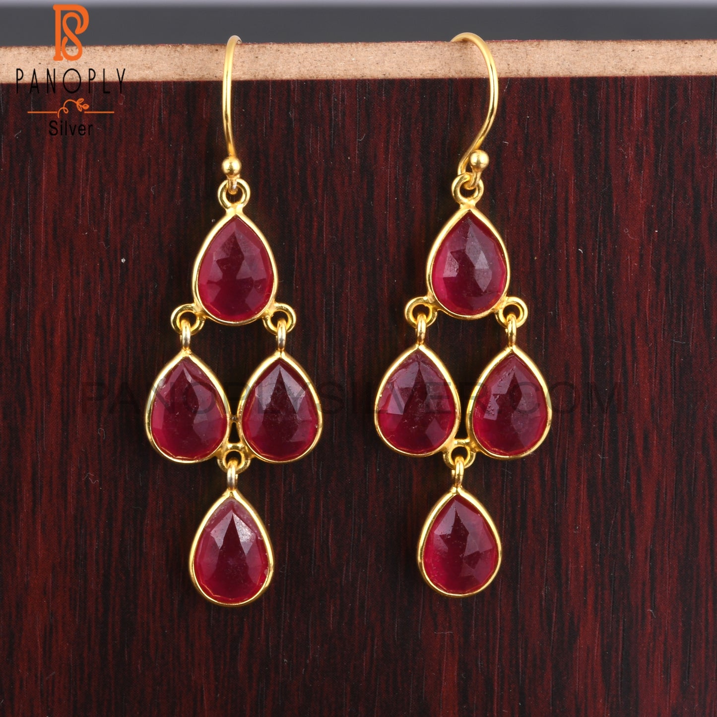 Aventurine Natural Red Quartz Gold Plating Earrings