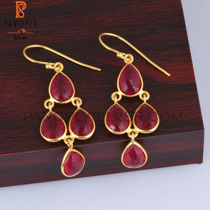 Aventurine Natural Red Quartz Gold Plating Earrings