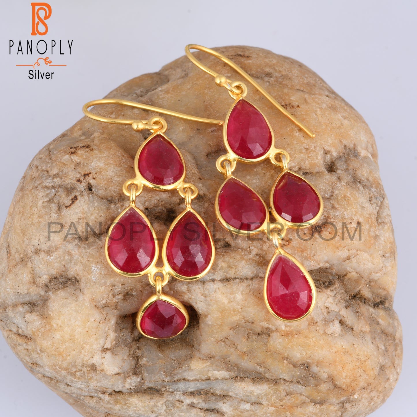 Aventurine Natural Red Quartz Gold Plating Earrings