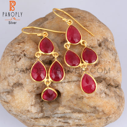 Aventurine Natural Red Quartz Gold Plating Earrings