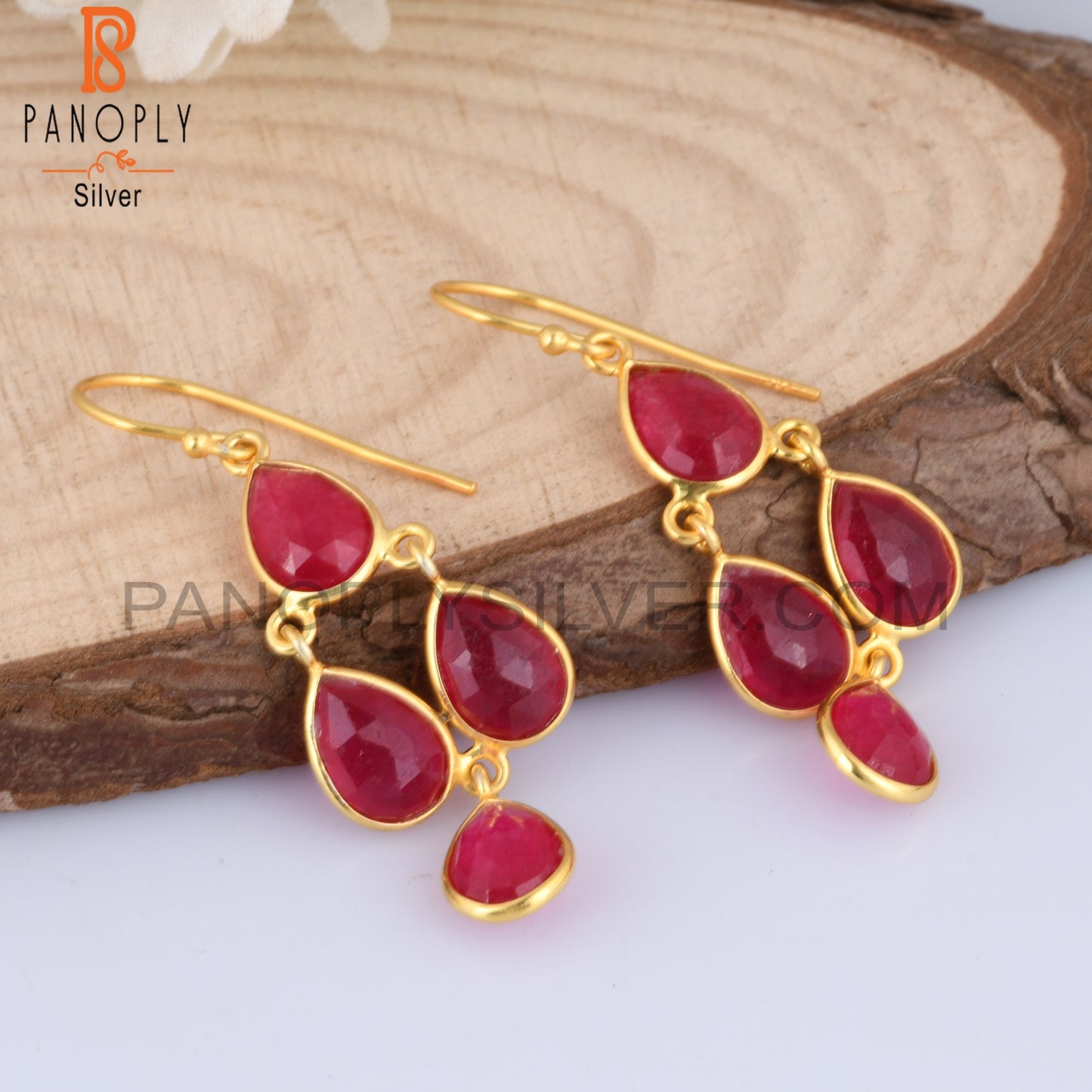 Aventurine Natural Red Quartz Gold Plating Earrings