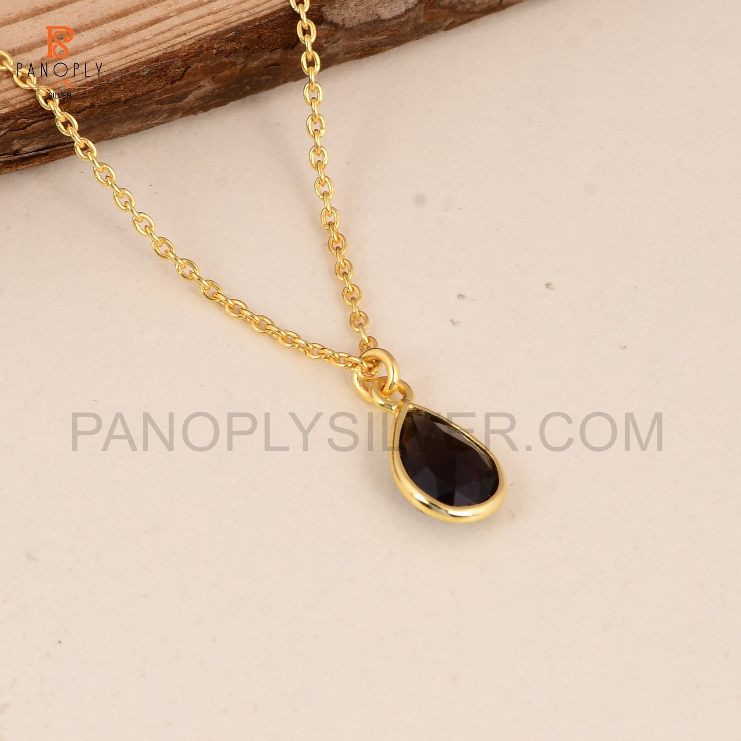 Smoky Pear Shape 925 Silver Gold Plated Pendant