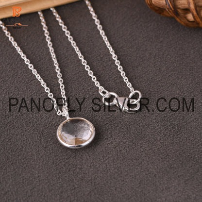 Crystal Quartz Handmade Bezel Set White Pendant