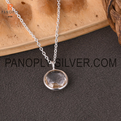 Crystal Quartz Handmade Bezel Set White Pendant