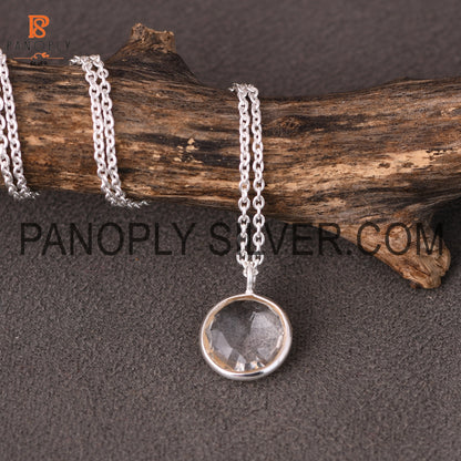 Crystal Quartz Handmade Bezel Set White Pendant