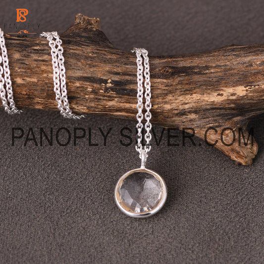 Crystal Quartz Handmade Bezel Set White Pendant