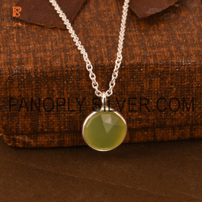 Prehnite Handmade Bezel Set Chalcedony Pendant