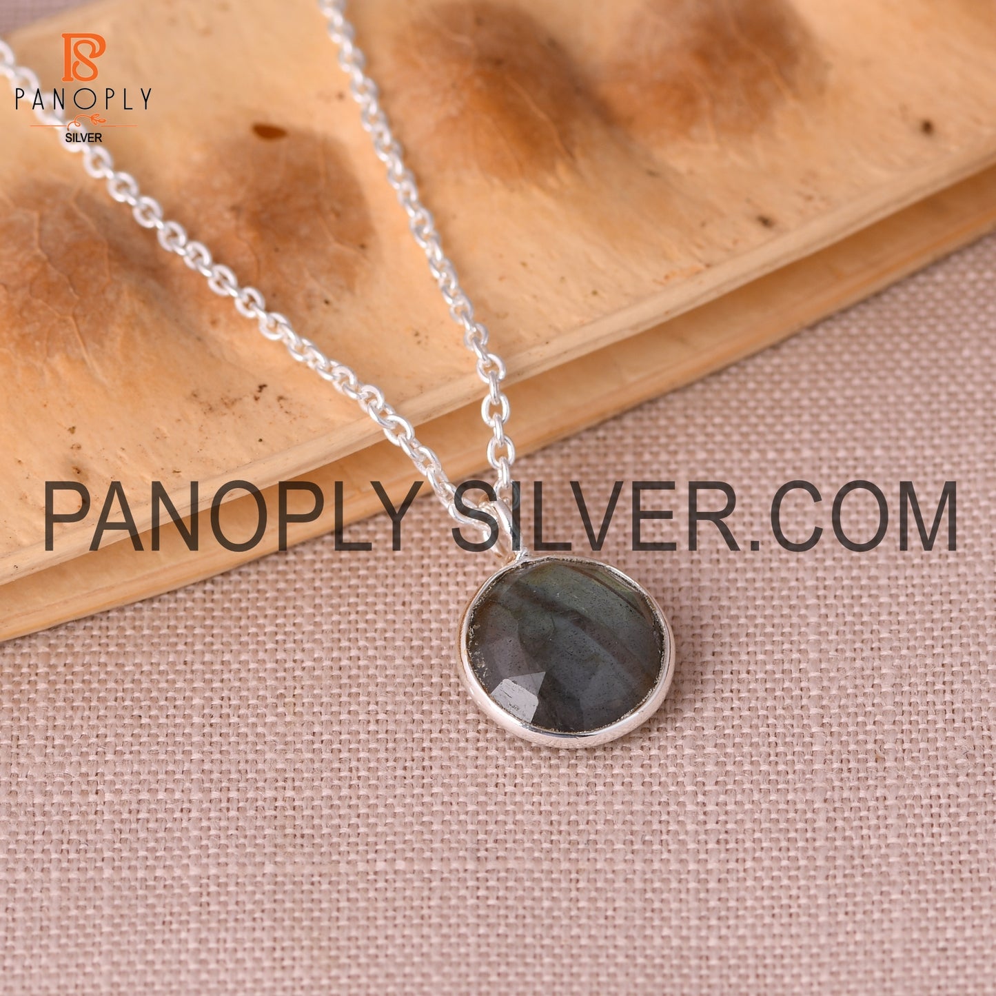 Natural Labradorite Gemstone Fine 925 Silver Chain Pendant