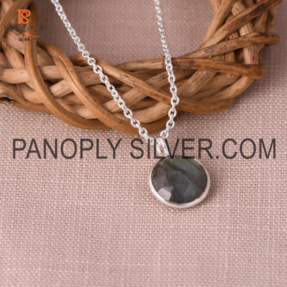 Natural Labradorite Gemstone Fine 925 Silver Chain Pendant