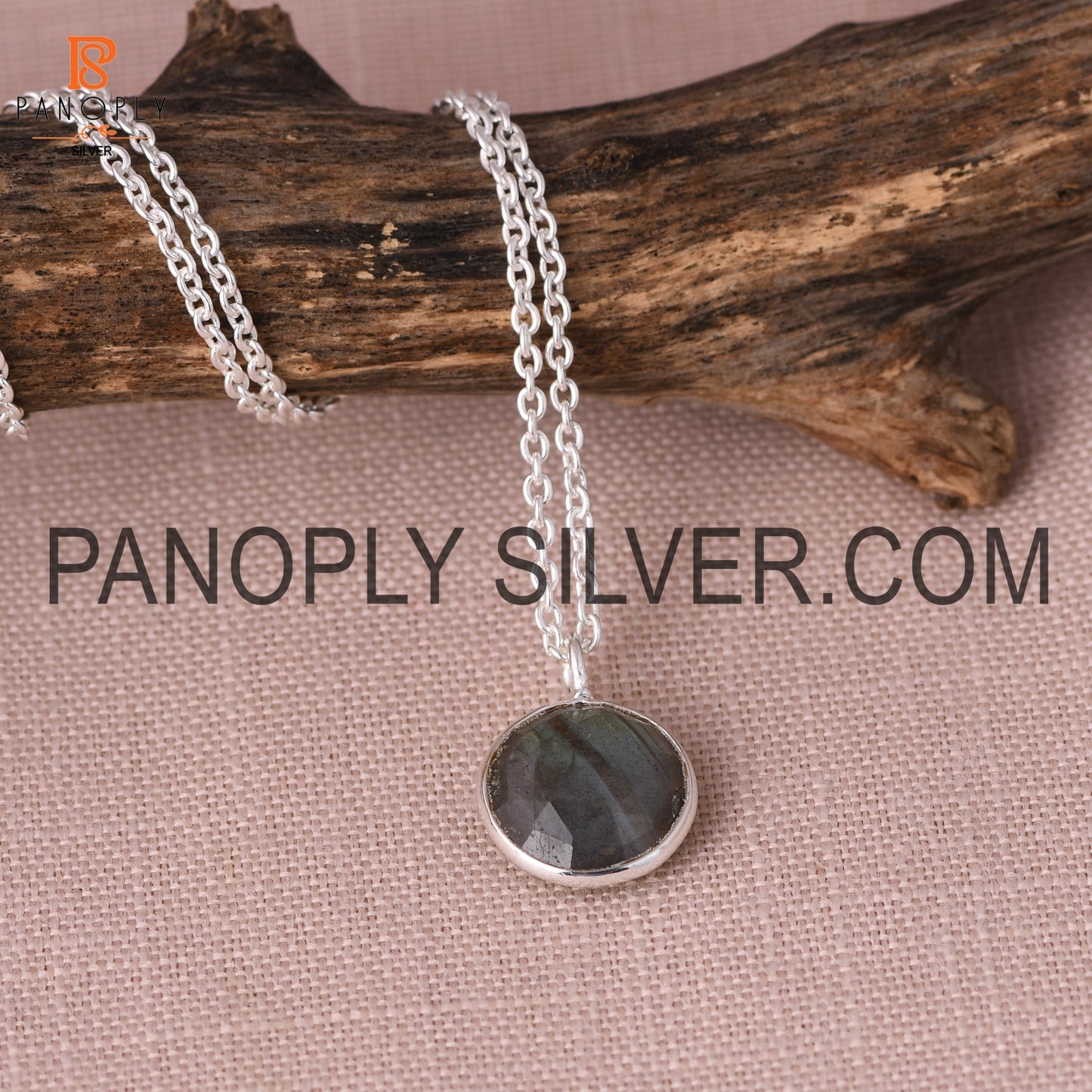 Natural Labradorite Gemstone Fine 925 Silver Chain Pendant