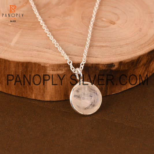 Natural Rainbow Moonstone 925 Quality White Pendant