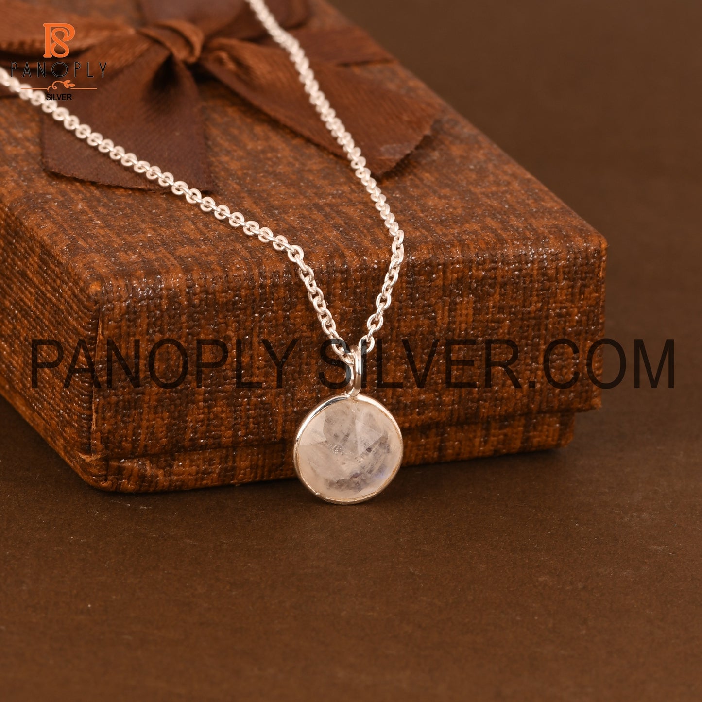 Natural Rainbow Moonstone 925 Quality White Pendant