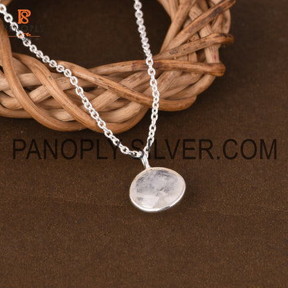 Natural Rainbow Moonstone 925 Quality White Pendant