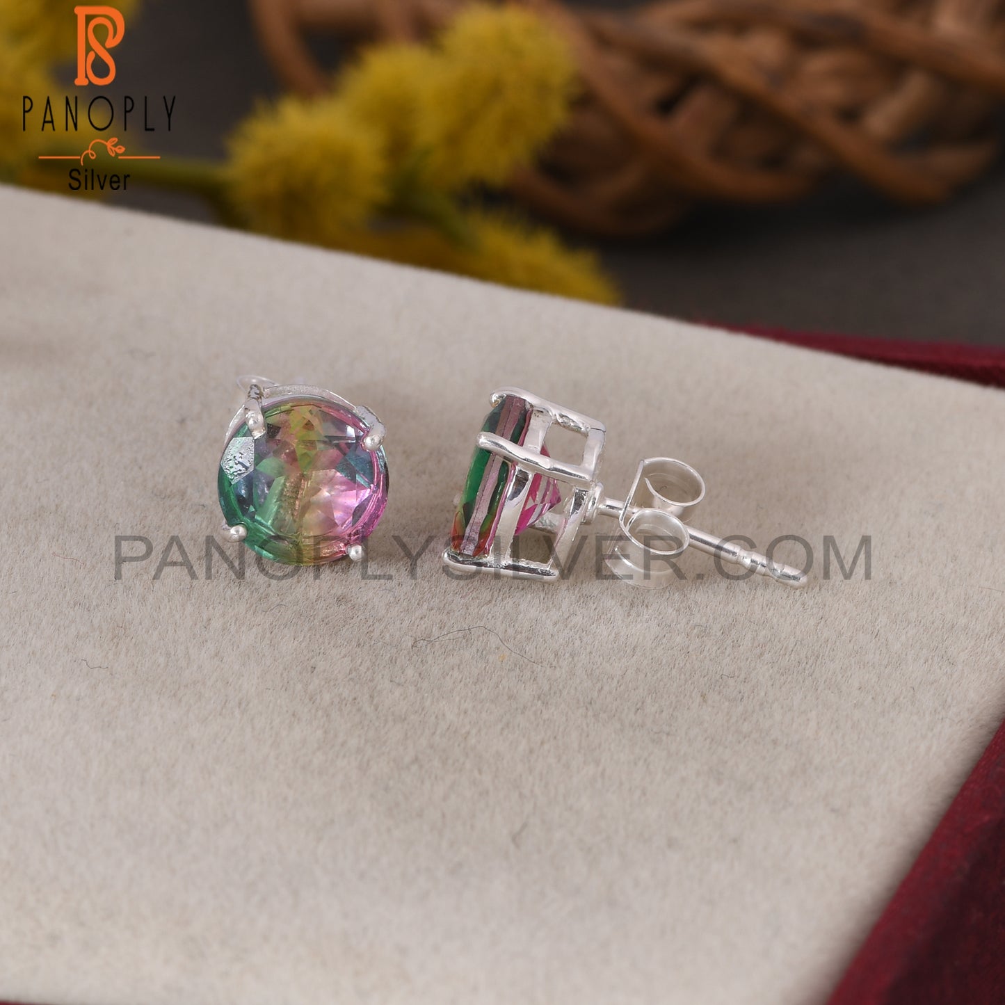 Bio Mystic Doublet Quartz Unique Cute Tiny Stud Earrings