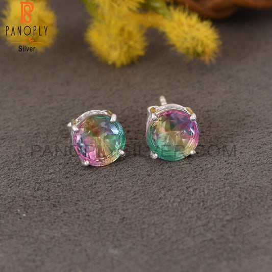 Bio Mystic Doublet Quartz Unique Cute Tiny Stud Earrings