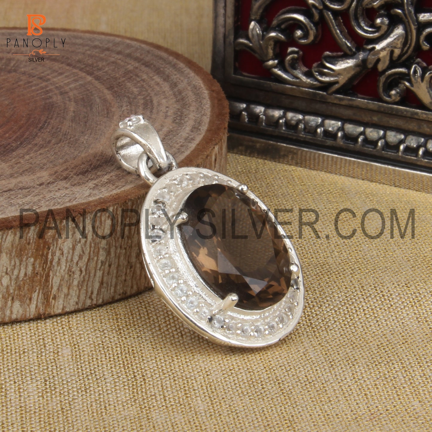 Amazing Smoky Quartz Ans White Topaz Silver Pendant