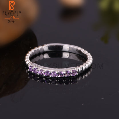 Amethyst Round Shape Hypoallergenic Sterling Silver Rings