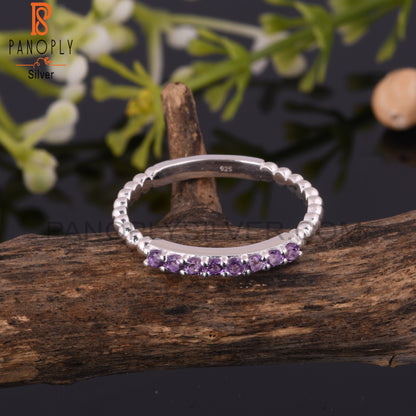 Amethyst Round Shape Hypoallergenic Sterling Silver Rings