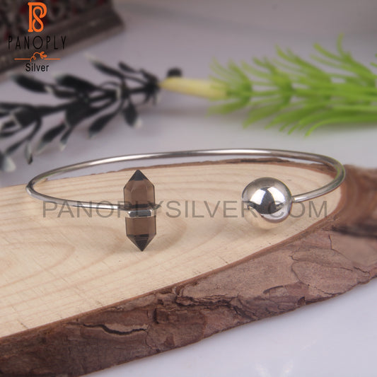 Smoky Faceted Cut Terminated Pencil Point Bangles