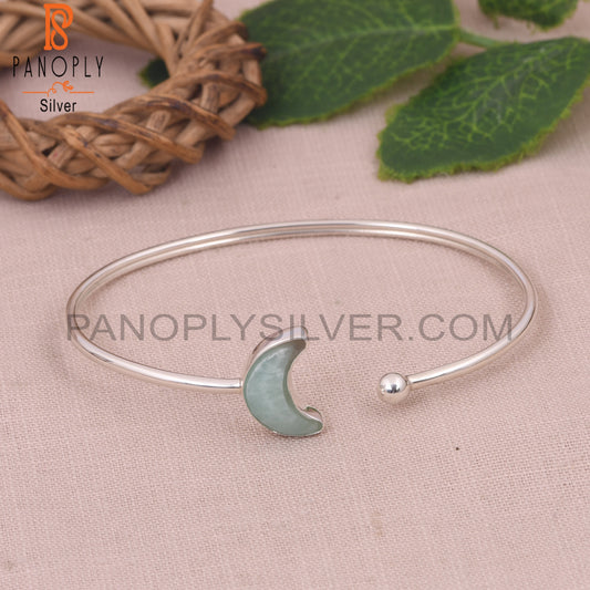 Natural Amazonite 925 Quality Moon Bangles