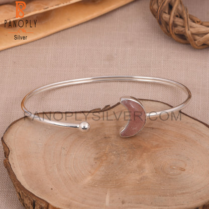 Strawberry Quartz Half Moon 925 Silver Cuff Bangles