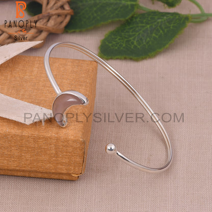 Peach Moonstone Half Moon Openable Bangles