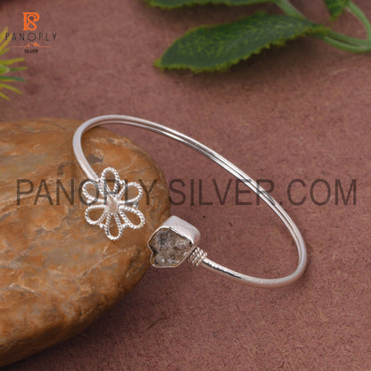 Herkimer Diamond Gemstone Flower Bangle Gift For Mothers Day