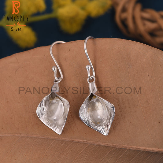 Floral Design 925 Sterling Silver Crystal Quartz Earring