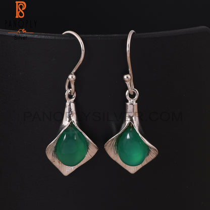 Floral 925 Silver Green Onyx Gemstone Calla Lily Jewelry