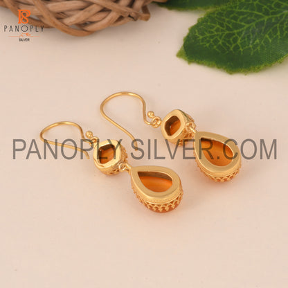 18k Gold Carnelian Gem Wedding Earring